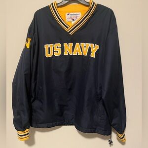 Vintage Champion Navy Midshipmen Windbreaker Jacket Pullover Navy Blue Size XL